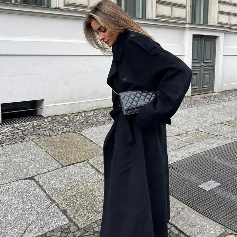 ANNA | Long Wol Trenchcoat